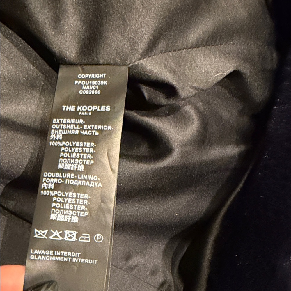 Kooples Luxurious Navy Faux Fur Jacket - Picture 3 of 10